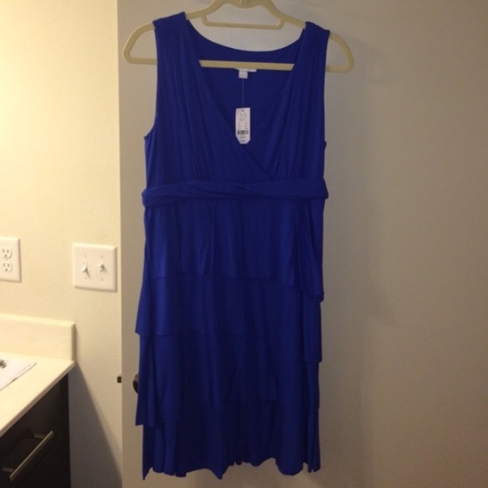 BLUE New York and Company Layer Ruffle Dress, Sz L
